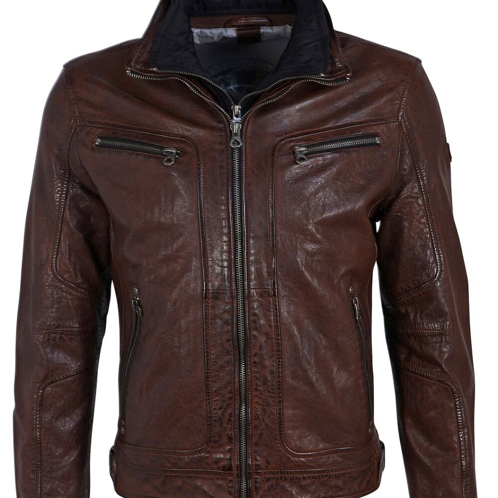 NWT Bain CF Leather Jacket, Dark Wood